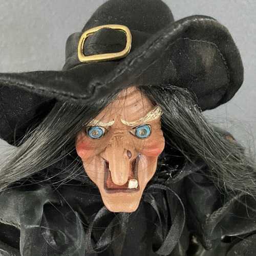 Ugly Spooky Black Halloween Wicked Witch w/ Broom Tree Topper Horror Decor 19 in - Picture 9 of 19