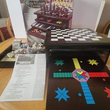 15 in 1 Tabletop Game Center  Portable Wooden Combo Game Board