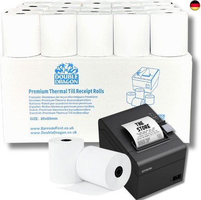 Double Dragon, 80 x 80 mm Premium Thermopapier Kassenrollen für EPOS-Drucker,