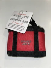 Trader Joe's Micro Tote Bag With Red Grocery Bag Limited Edition