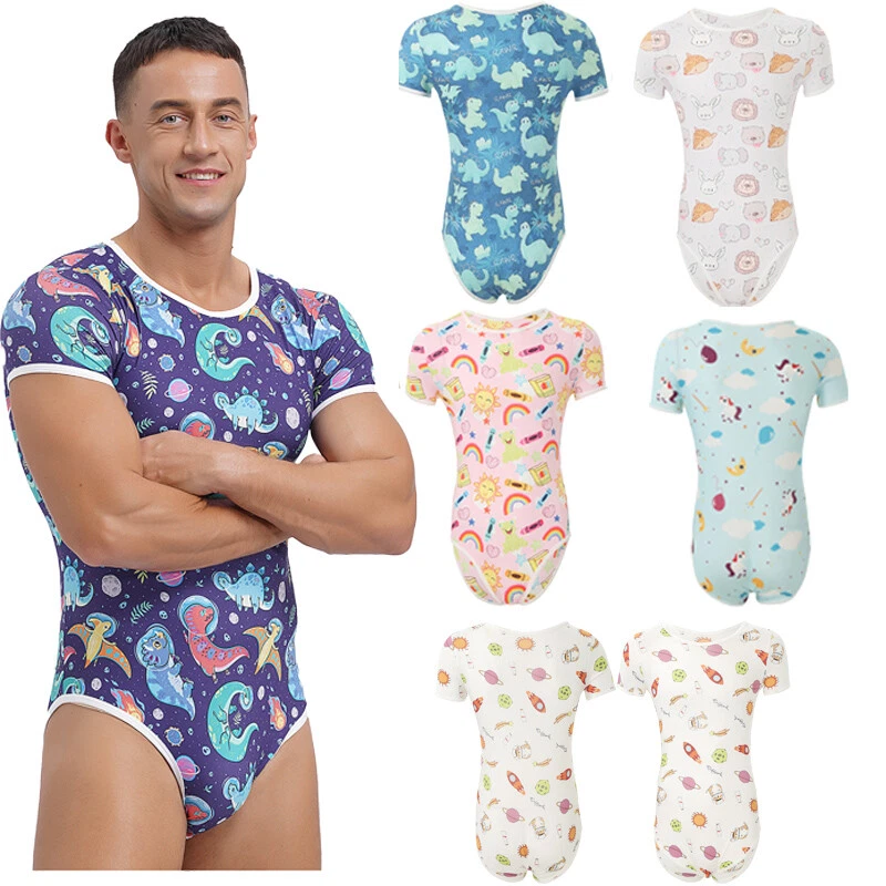 Herren Bodysuit T-Shirt Overall Windel Strampler Anzug Unterhemden Nachtwäsche - Bild 2 von 4