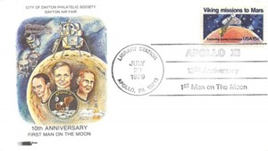 APOLLO 11 10th ANN. 7/20/79 AONAS? CACHET APOLLO PA VIKING MISSION STAMP SC#1759