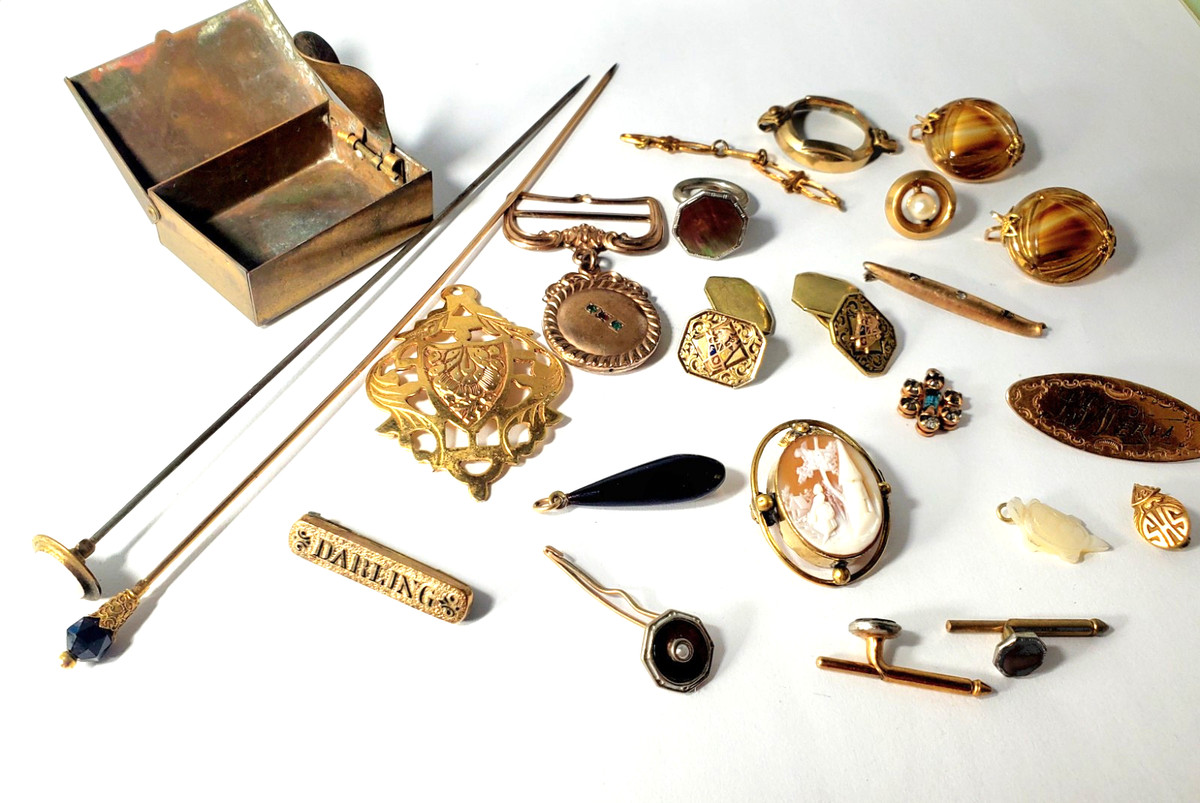 Victorian Edwardian 2 Deco Wear Repair Craft Scrap Jewelry Lot 23 Pc View 3