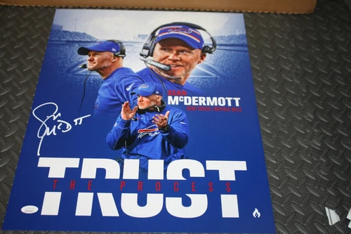 BUFFALO BILLS HC SEAN McDERMOTT SIGNED AUTOGRAPHED 16x20 PHOTO JSA  TRUST THE