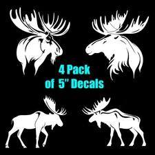 4 Pack of Moose Renderings Vinyl Decals Car Window Tablet Notebook Tumblers
