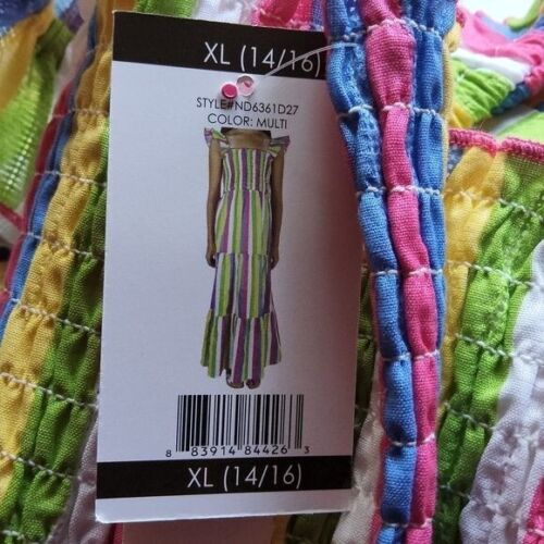 Maxi Vestido Zunie para Niñas con Volantes Prenda para el torso ahumado Multicolor a Rayas XL 14/16 - Imagen 2 de 7