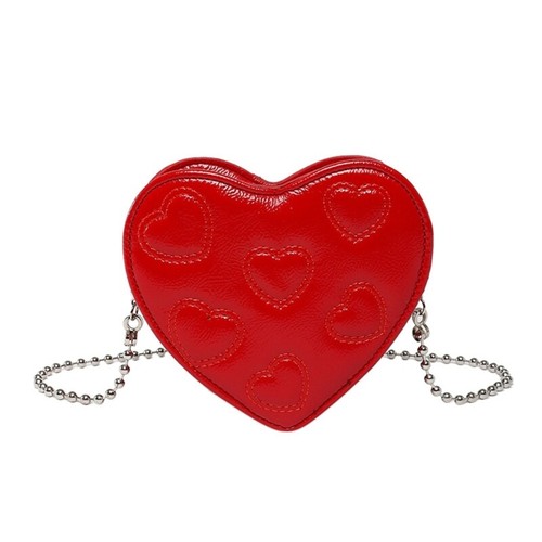 Trendy Love Heart Design Chain Strap Handbag Casual Daily Use PU Shoulder Purse - Picture 5 of 13