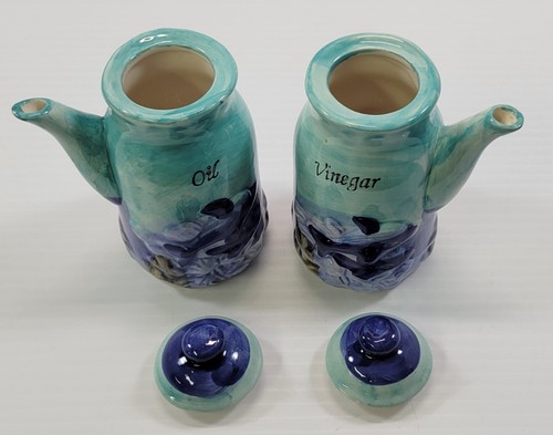 EE) Oil and Vinegar Porcelain Pour Bottles Cruet Set Dolphin Water Sea 4.5" - Picture 3 of 9