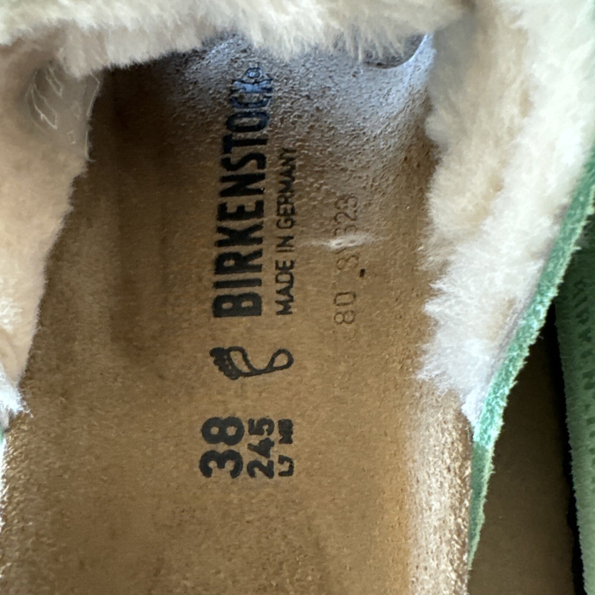 STUSSY Birkenstock Suede Shearling Slide Washed Green Solana 38 | eBay