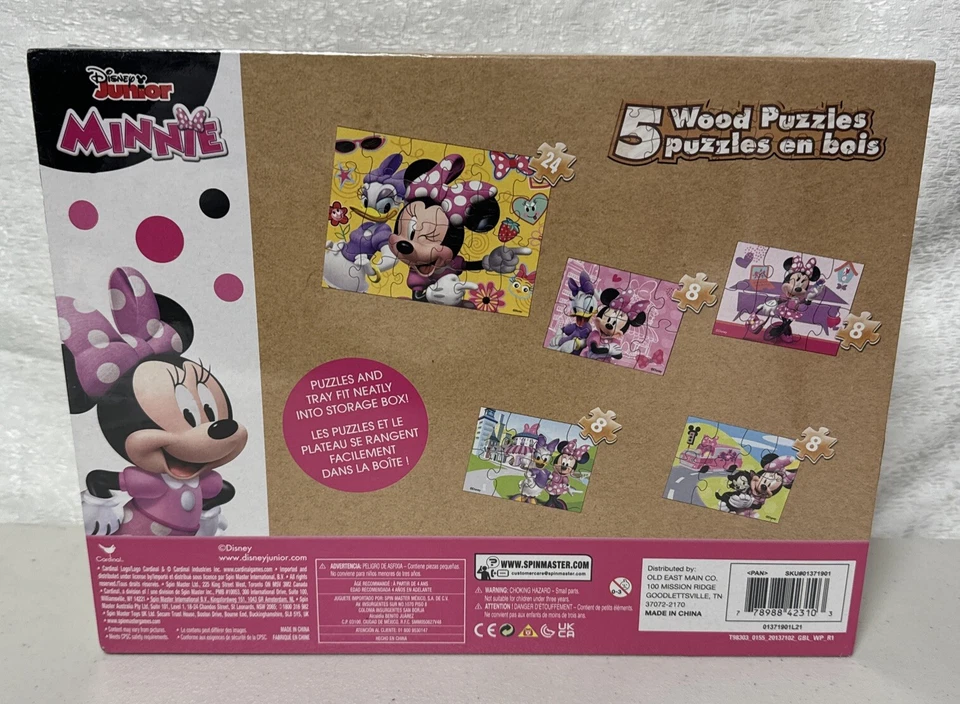 Juego de 5 rompecabezas de madera sellados Disney Junior Minnie Mouse Foto 3 de 3