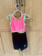Pink Green Black Leotard Girls 4/5 Stars Velvet Short Bottoms Dance Gymnastics
