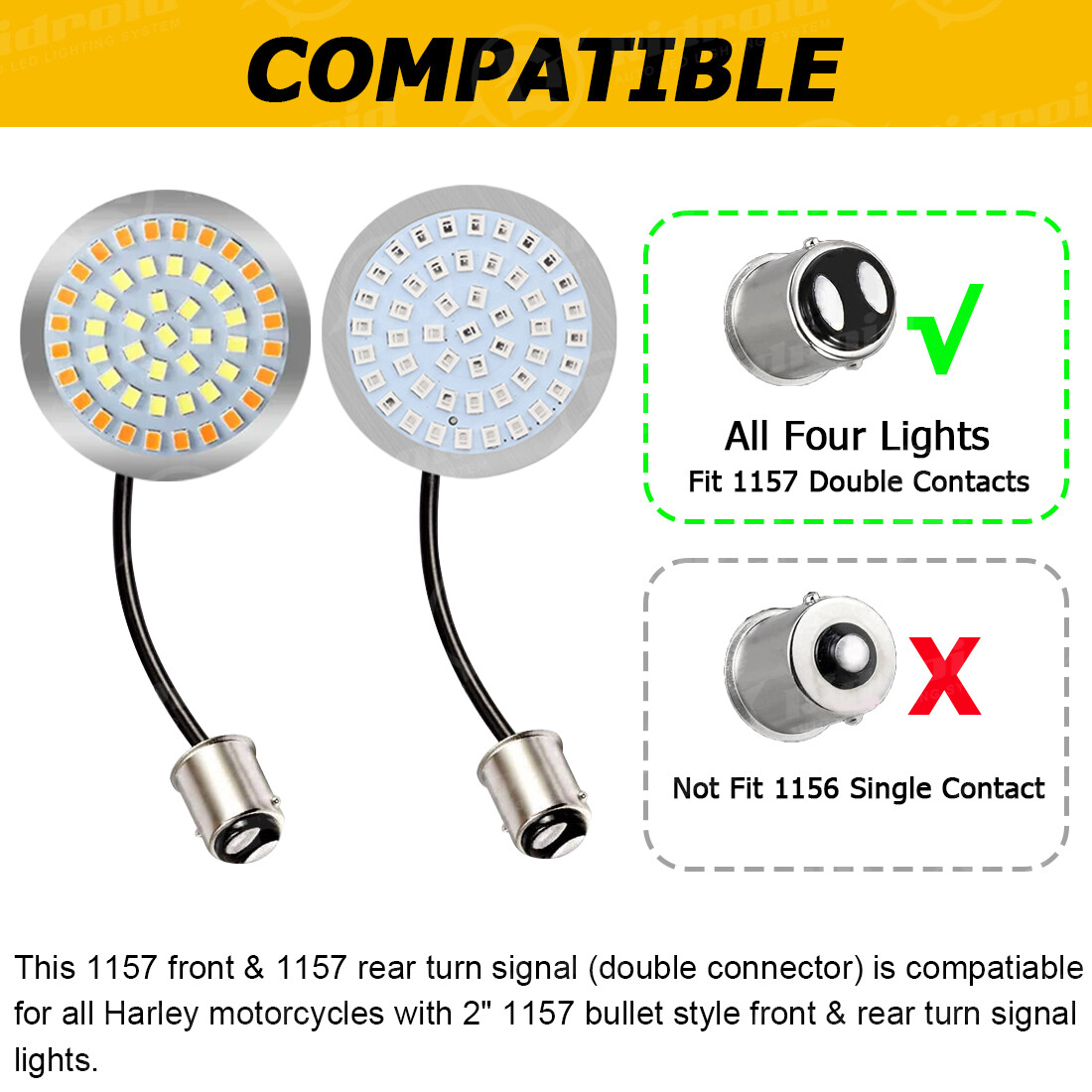 Motorcycle 1157 Front Rear LED Bullet Turn Signal Light Smoke Lens for Harley