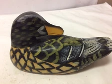Duck Decoy Drake Greenhead Mallard 8.5"  Solid Wood Glass Eyes