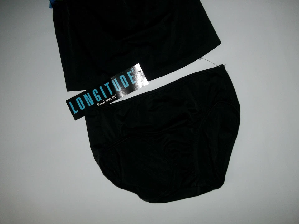 LONGITUDE Black SLIMMING 2 Piece TANKINI Swimsuit Bathing Suit Womens SMALL NEW - Image 4 of 4