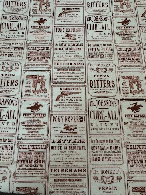 Cowboy Fabric by Samantha Walker for Riley Blake 1.5 Yards x WOF Western Adverts - Image 3 of 3