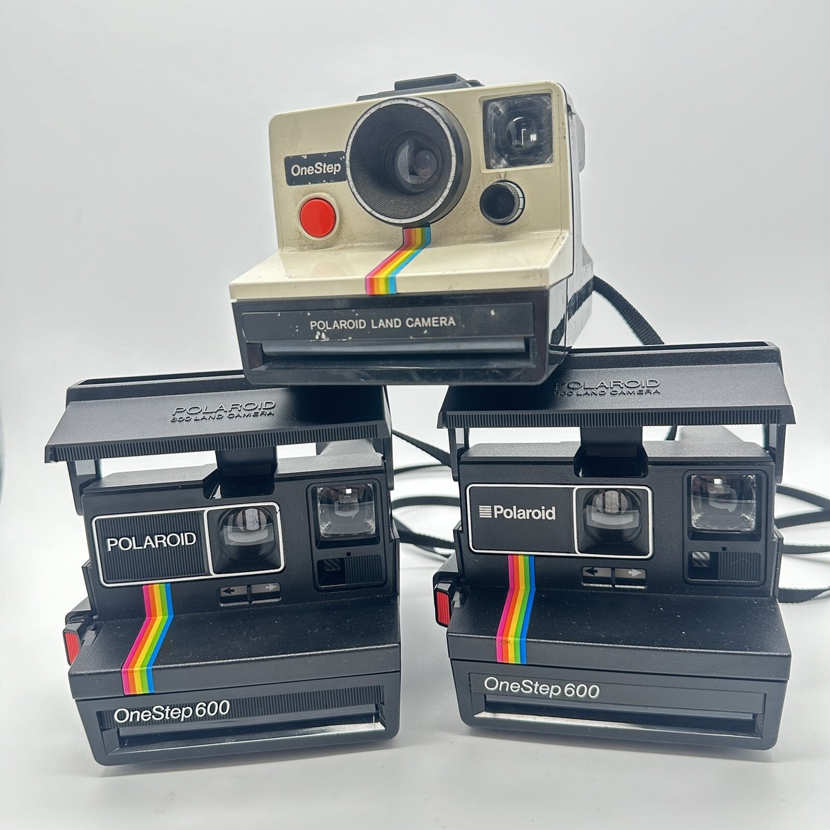 Polaroid land camera One step and Two 600 models As is Not Tested rainbow  Vtg