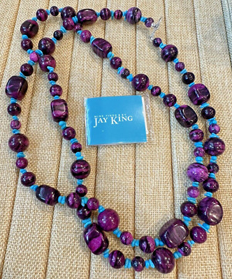 Jay King Mine Finds DTR Rhodonite Turquoise Sterling 925 Necklace 40'' NEW IN BOX