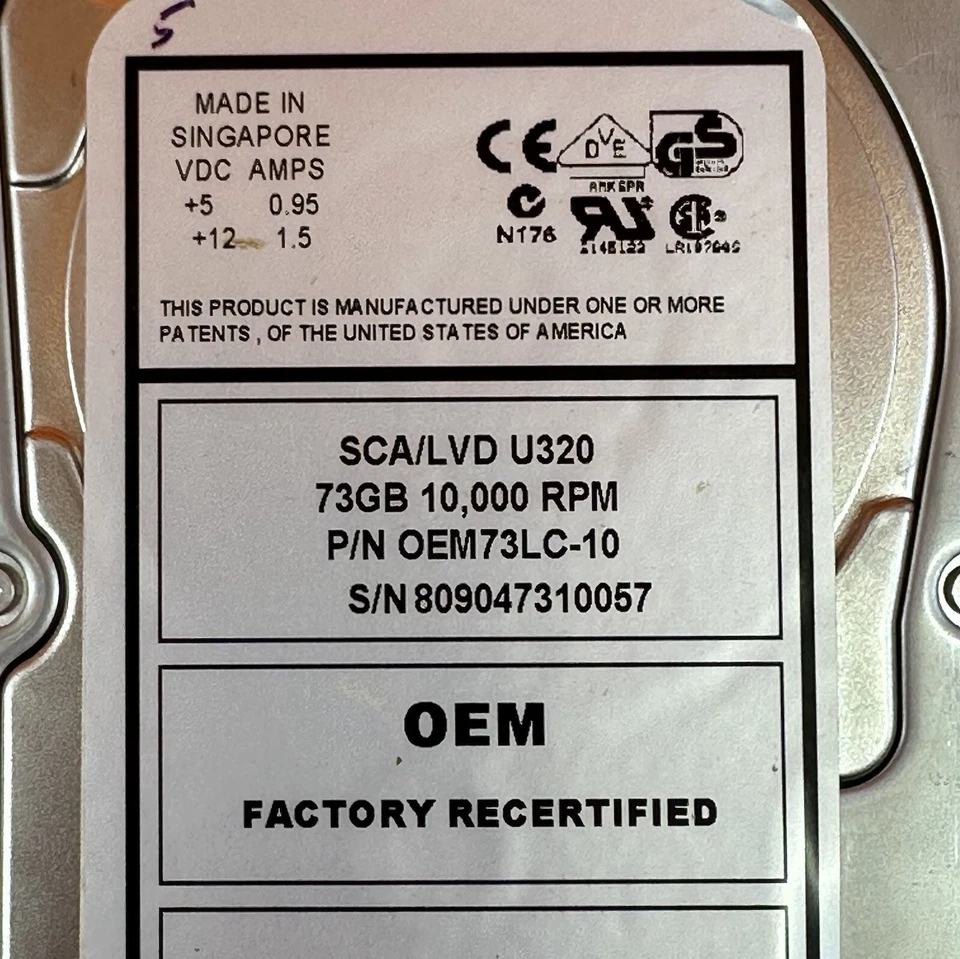 Dell OEM73LC-10 73GB 10K 80 Pin Ultra320 SCSI 320MB/S 3.5” Recertified Hard Disk - Image 2 of 4