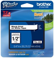 Brother P-touch Tze231 1/2 (0.47) Black On White Standard Laminated Tape - ... on sale Brother P-touch Tze231 1/2 (0.47) Black On White Standard Laminated Tape - ... on sale