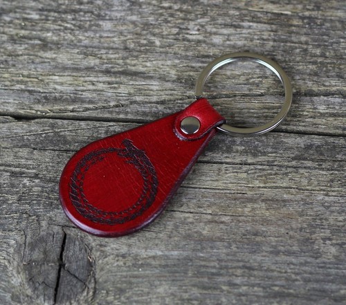 Jormungandr leather keychain, Viking key fob, Celtic key fob, Midgard serpent. - Picture 4 of 7