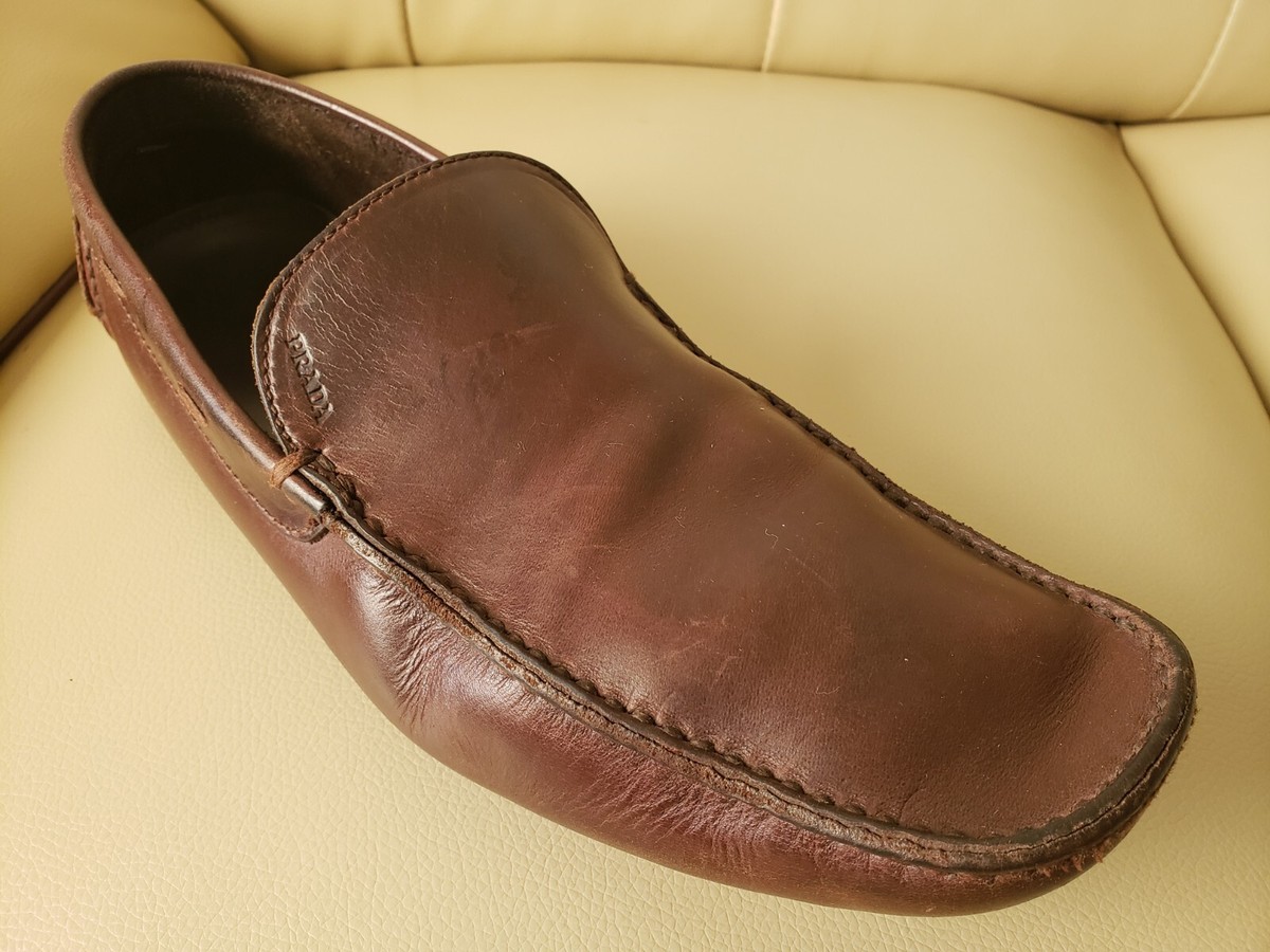 PRADA Moccasin Driving Brown Men Leather Made in Italy 8 UK / US 9 used Prada Brown Leather Loafers Driving Shoes - Made in Italy  main image 4