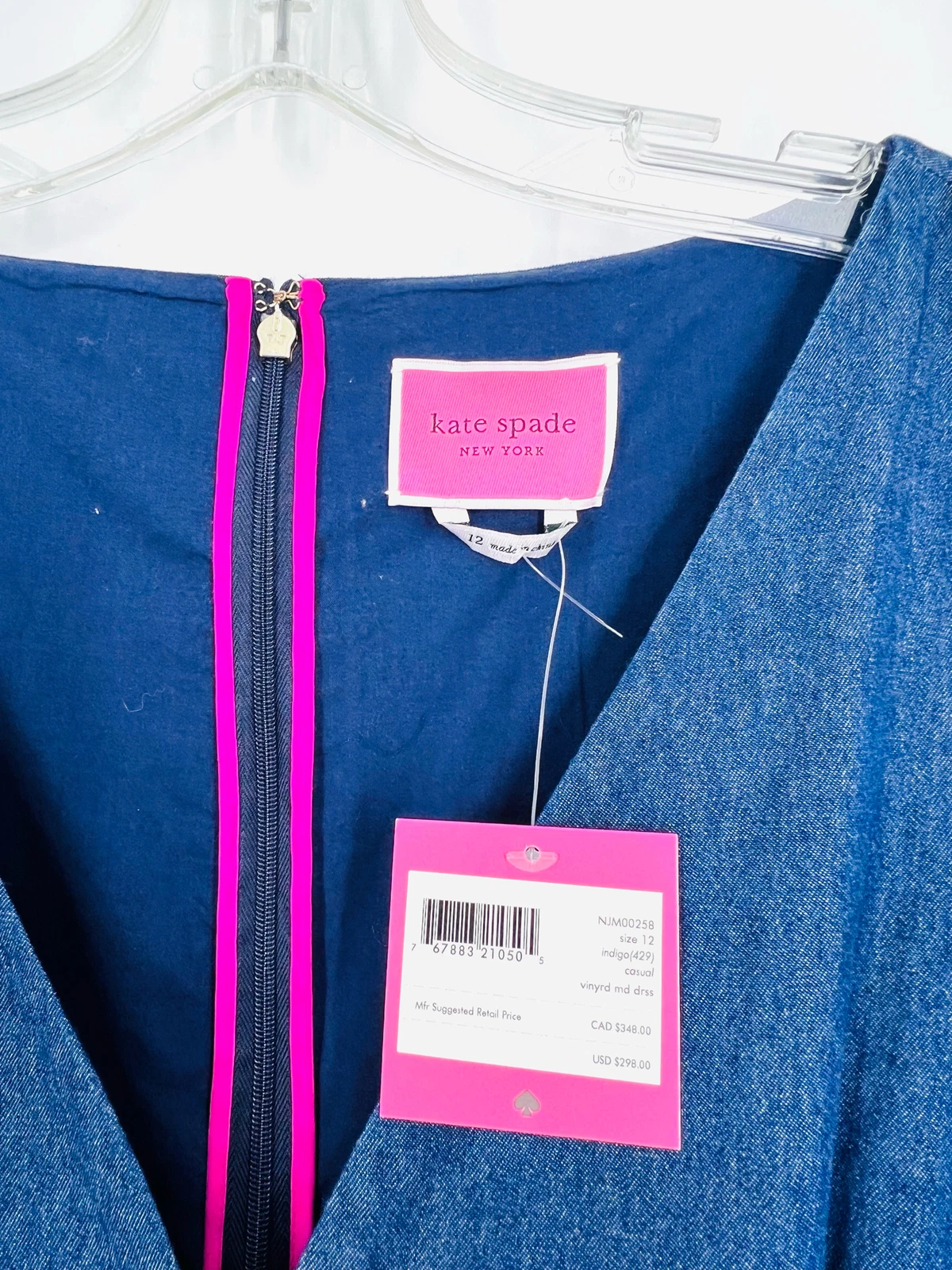 Maxi abito firmato Kate Spade taglia 12 denim a strati NUOVO