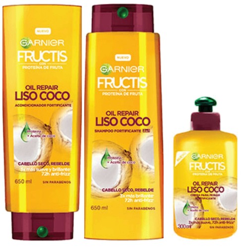 Garnier Fructis REPARACIÓN DE ACEITE LISO COCO CHAMPÚ Y ACONDICIONADOR cable seco/rebelde - Imagen 1 de 1