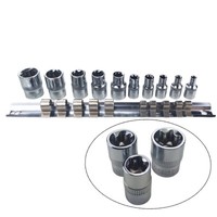 "Craft-Equip 10 Tlg. 1/4\" 3/8\" E Torx SteckschlüSsel Nuss NüSse + Steckschiene"
