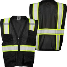 REFLECTIVE MESH SAFETY VEST w/ POCKETS 2 TONE SURVEYOR VEST HIGH-VISIBILITY