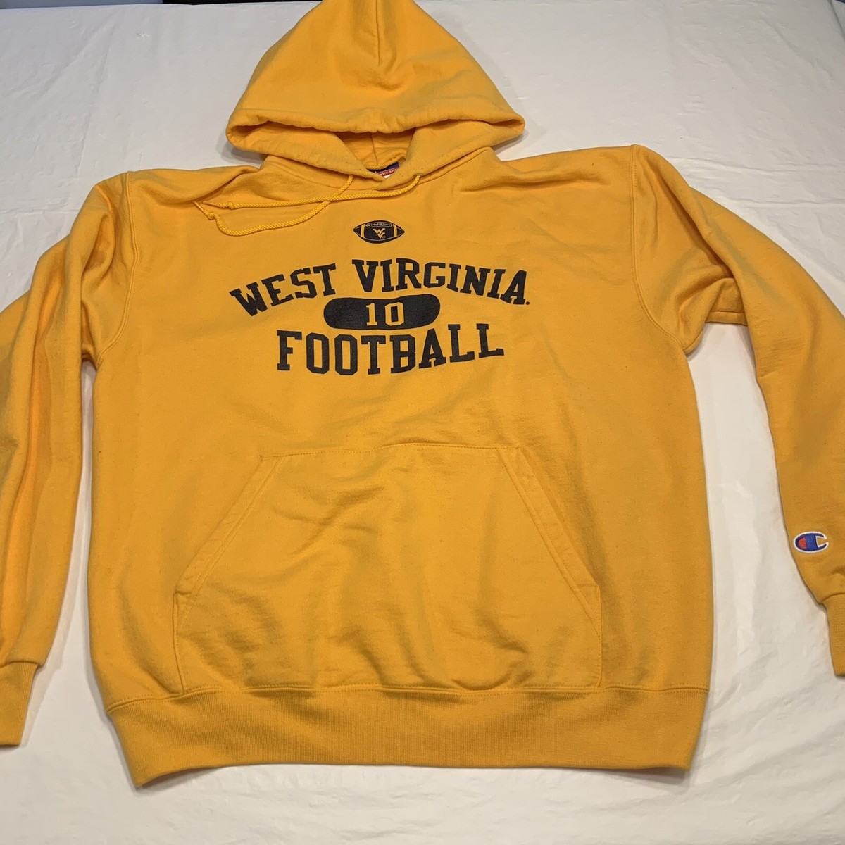 Champion NCAA West Virginia Mountaineers Yellow Hoodie Sweatshirt Men’s  Large
