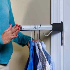 Hang your cloths with Hinge2hang that is a easy to install Goes from 12" to 30"