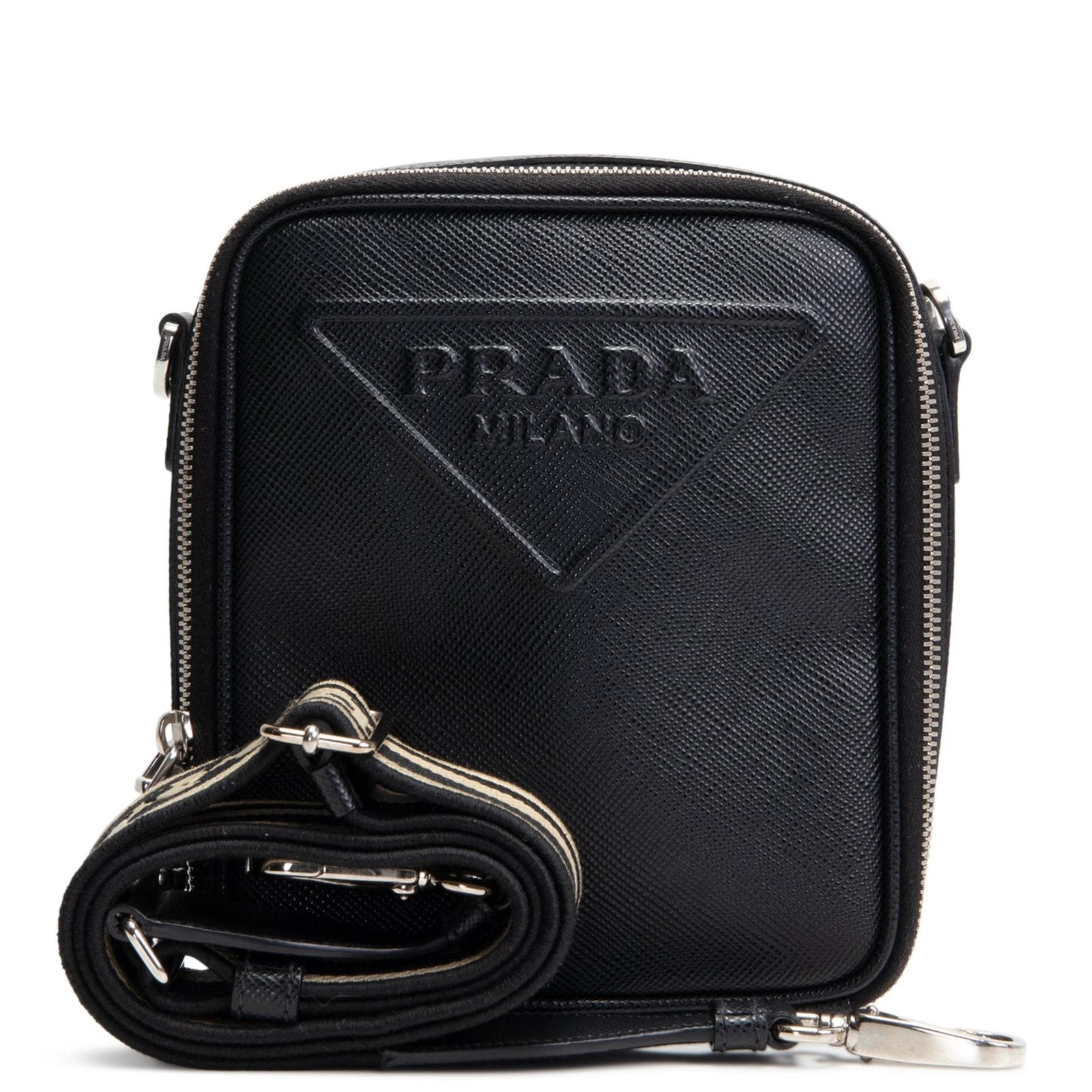 PRADA Saffiano Leather Black Crossbody Shoulder Bag-image