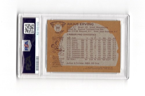 1981 Topps JULIUS ERVING #30 PSA 8 ! NM-MT ! Philadelphia 76ers DR J - Picture 2 of 2