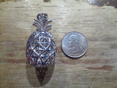 22,5MM SCHWERER WG-PLATTIERTER 925 SILBER EXTRA GROSSER HAWAIIANISCHER ANANAS ANHÄNGER