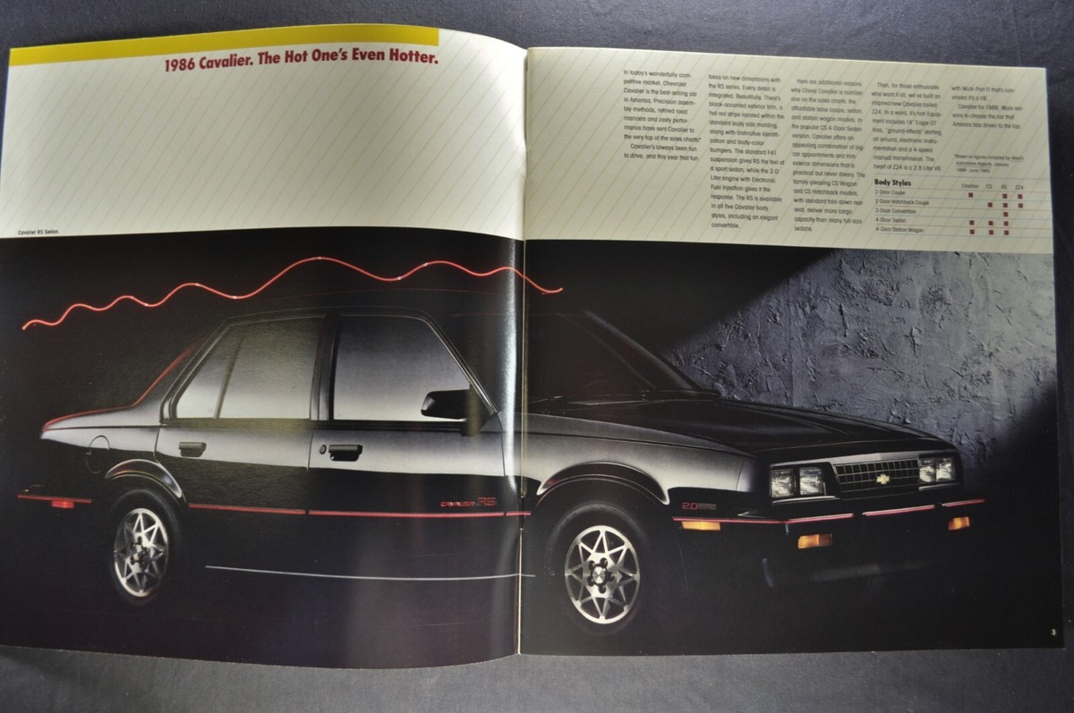 1986 Chevrolet Cavalier Brochure Z24 RS CL Convertible Wagon