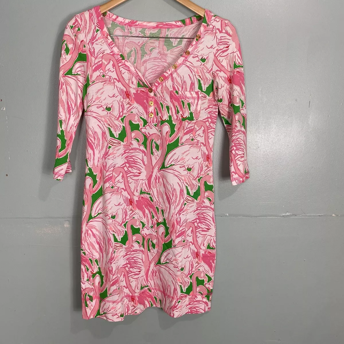 Lilly Pulitzer 81319 Palmetto Dress Flamingo Pink Green Sz XS eBay