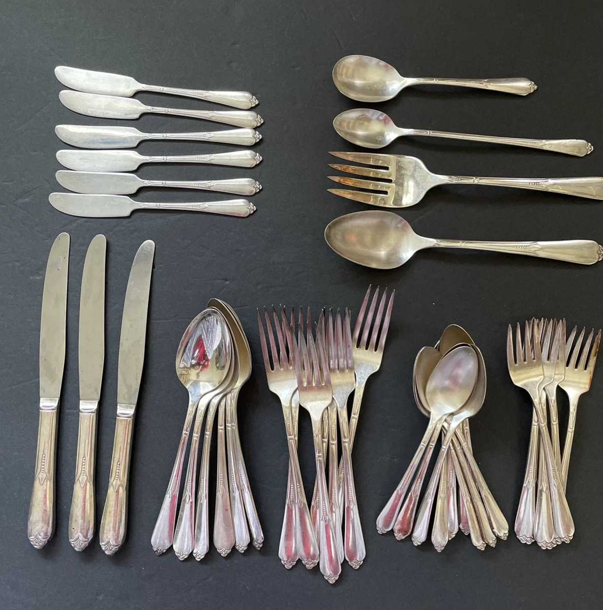 Rogers Bros Flatware-Set Antique US Silver-Plated Flatware for