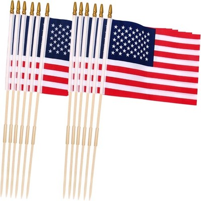 12 Pack 8x12 Inch American Flags for Outside,US Stick Handheld Flag Ground-in...