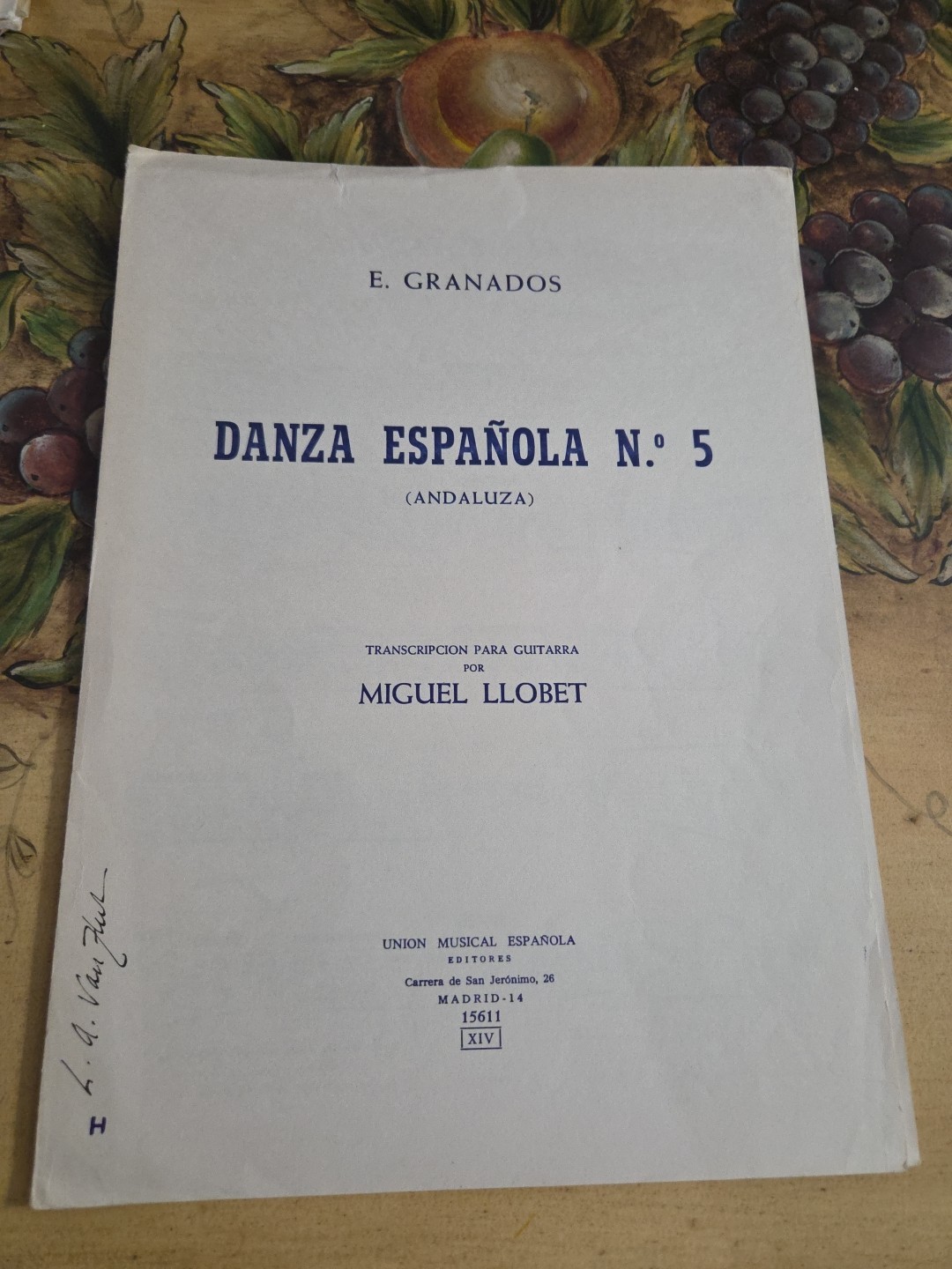 Partituras extremadamente raras E.Granados Danza Española #5 para guitarra clásica