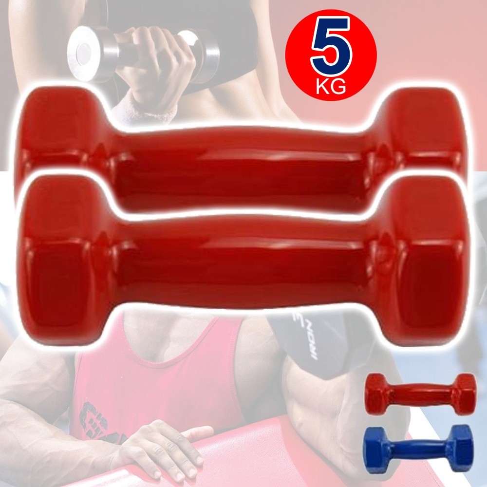 COPPIA DI MANUBRI IN VINILE DA 5 KG OGNUNO MANUBRI PESI PALESTRA FITNESS