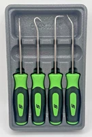 Snap On Tools Instinct Mini Soft Grip Pic 4 Pc Set Green w/ Tray SGASA204CG #T1