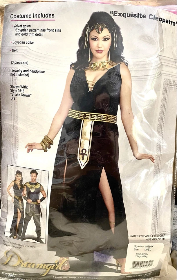 Fantasia feminina Dreamgirls Cleópatra 1x/2x vestido RAINHA EGÍPCIA Halloween + EXTRAS - Imagem 2 de 4