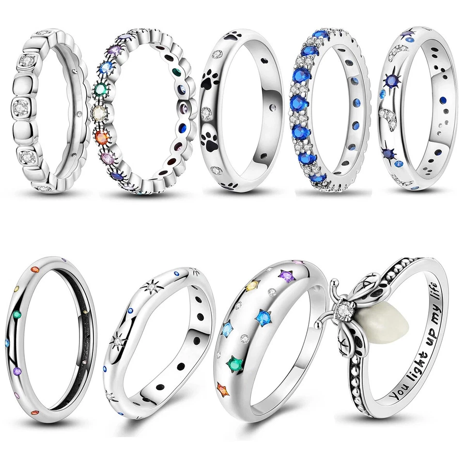 MULA Original 925 Silber Original Damen Fingerring Blau AAA CZ Stern Pfote Schmuck