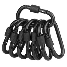 Locking Carabiner Clip D Shape Spring-Loaded Gate Aluminum Keychain Gate Buck...