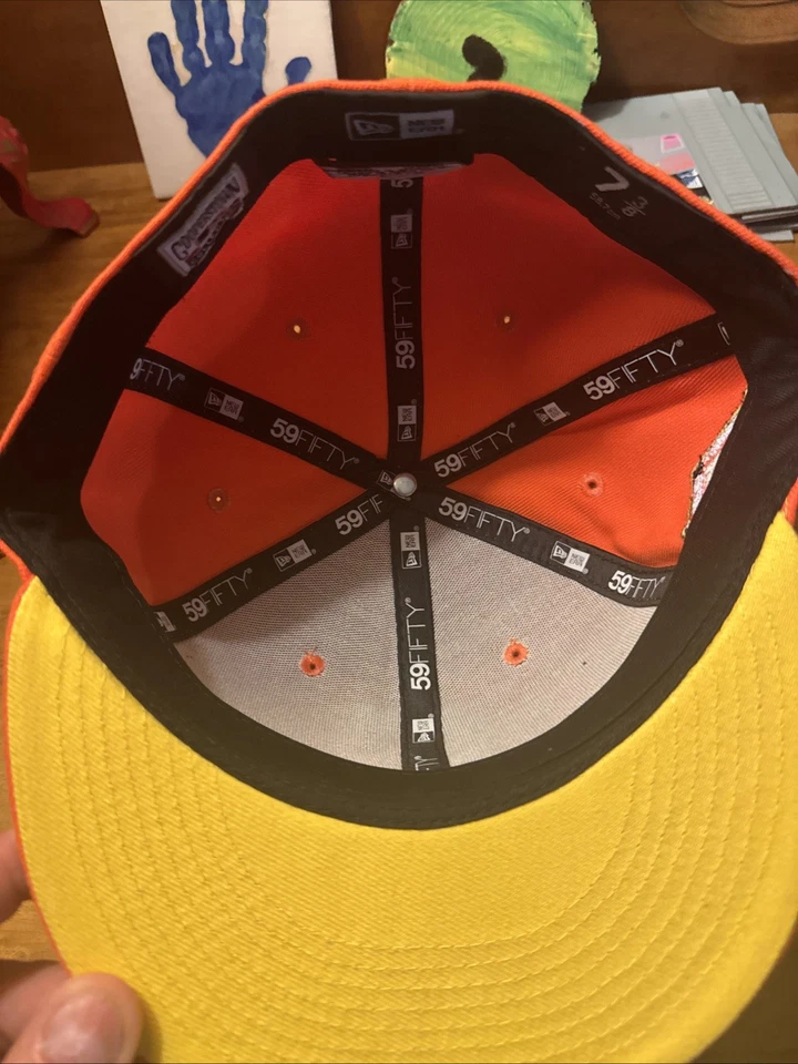 New Era 59Fifty MLB Cleveland Indians Orange 1920 World Series Patch 7 3/8 NWOT - Image 3 of 3