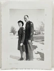 1940s WWII Army Couple Man and Woman Uniforms Vintage Military Snapshot Photo