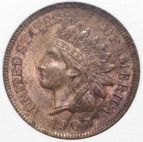1907 1c Indian Head Cent ANACS MS 63 RB