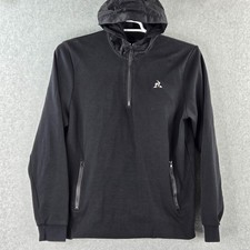Le Coq Sportif Tech Hoodie Mens Large Black Slim Fit Athletic Pullover Jacket
