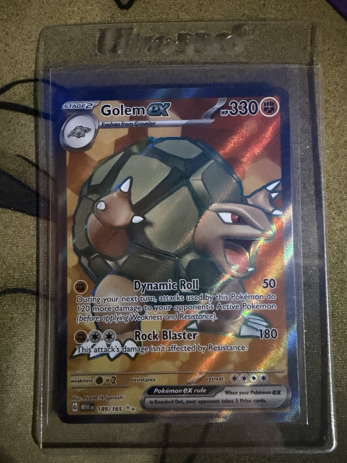 Pokémon TCG Golem EX 189/165 Scarlet & Violet 151 Full Art Secret Rare Card NM