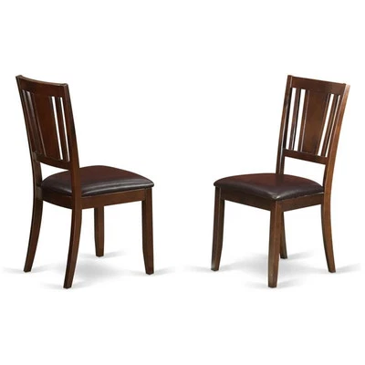 East West Furniture Dudley 38" Faux Leather Dining Chairs in Mahogany (Set of 2)